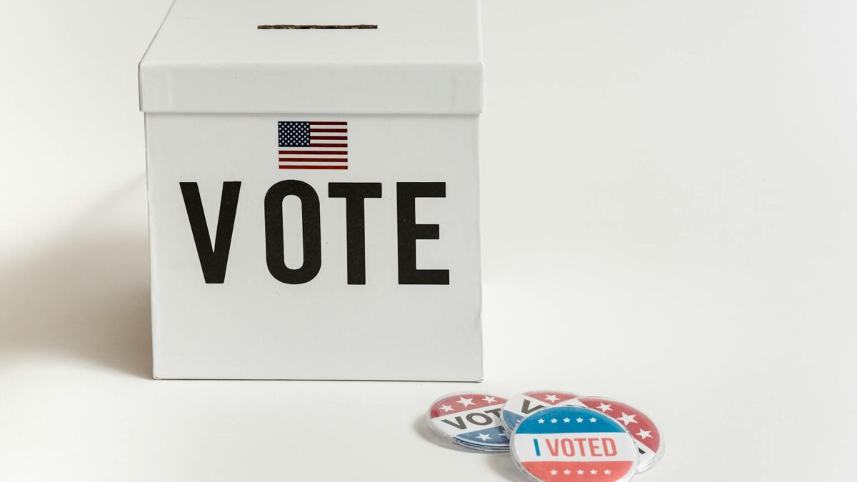 white ballot box on the table
