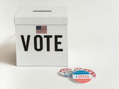 white ballot box on the table